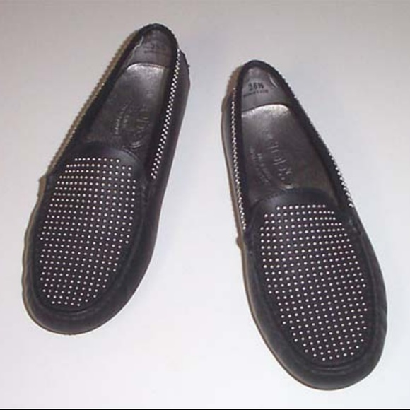 NEW TOD'S blk studded loafers Moccasin 36.5 - Picture 2 of 5